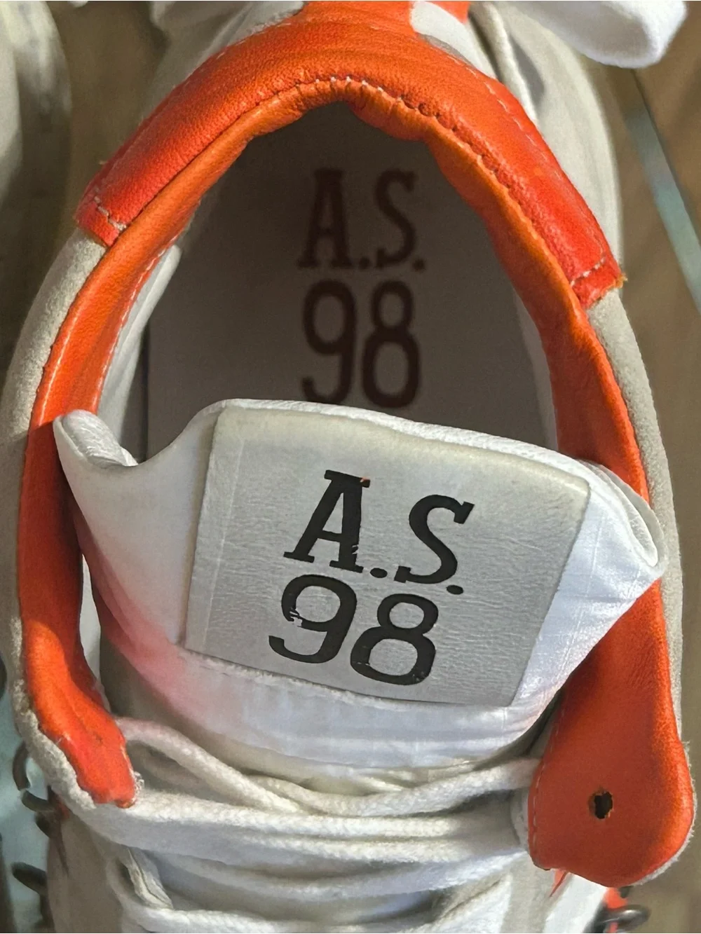 A.S.98 Women's High-Top Punk Rock Sneakers in White & Orange Size 40/9-9.5